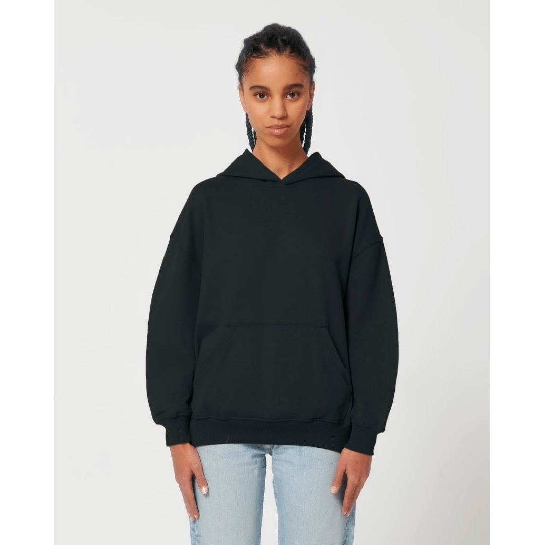 Oversized Hoodie mit Next Level Sustainability Backprint in schwarz